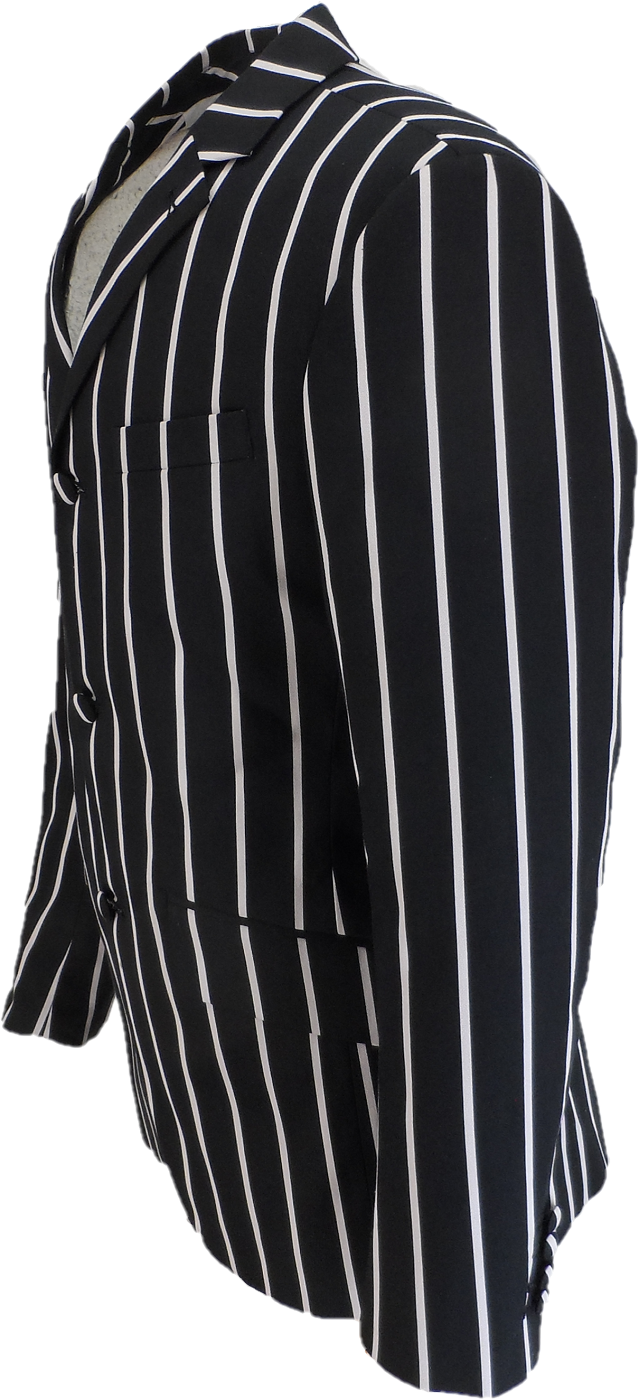 Mens Classic Retro Black/White Striped Boating Blazer Jacket