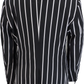 Mens Classic Retro Black/White Striped Boating Blazer Jacket