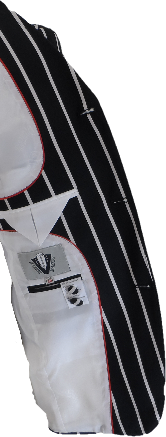 Mens Classic Retro Black/White Striped Boating Blazer Jacket