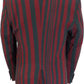 Mens Classic Retro Burgundy/Grey Striped Boating Blazer Jacket