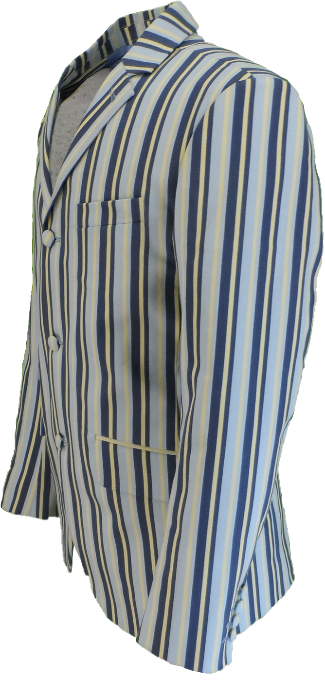 Mens Classic Retro Sky Blue Striped Boating Blazer Jacket