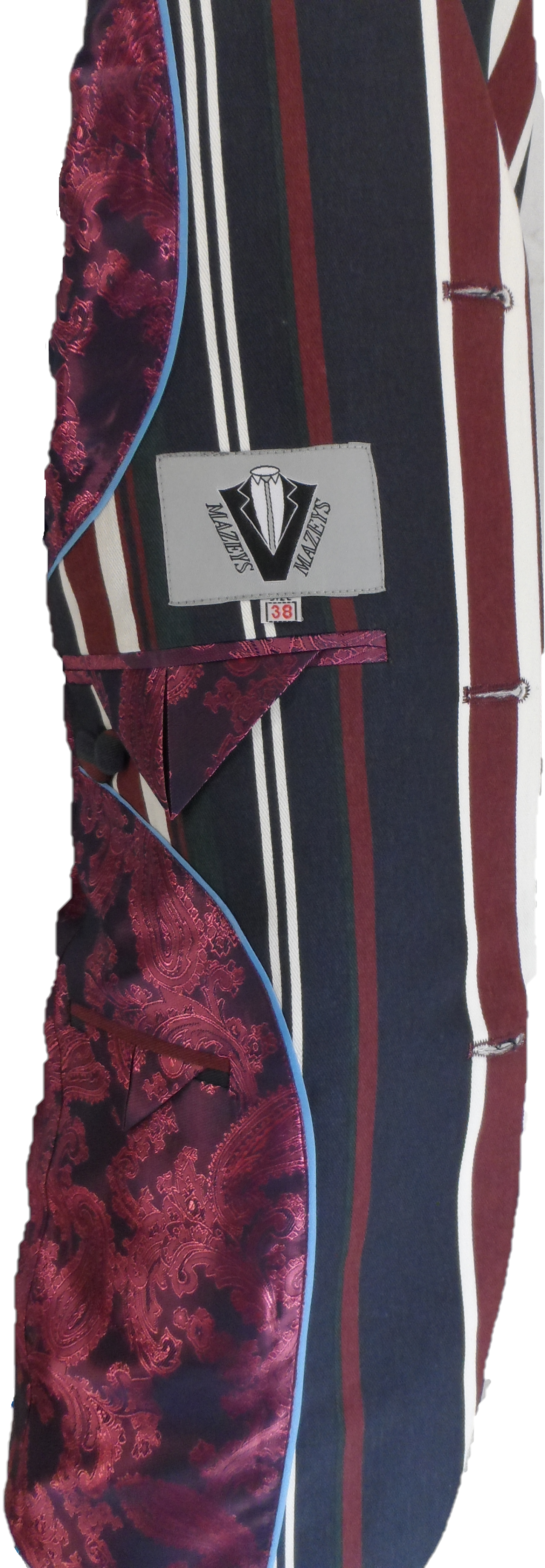 Mens Classic Retro Navy Blue Striped Boating Blazer Jacket