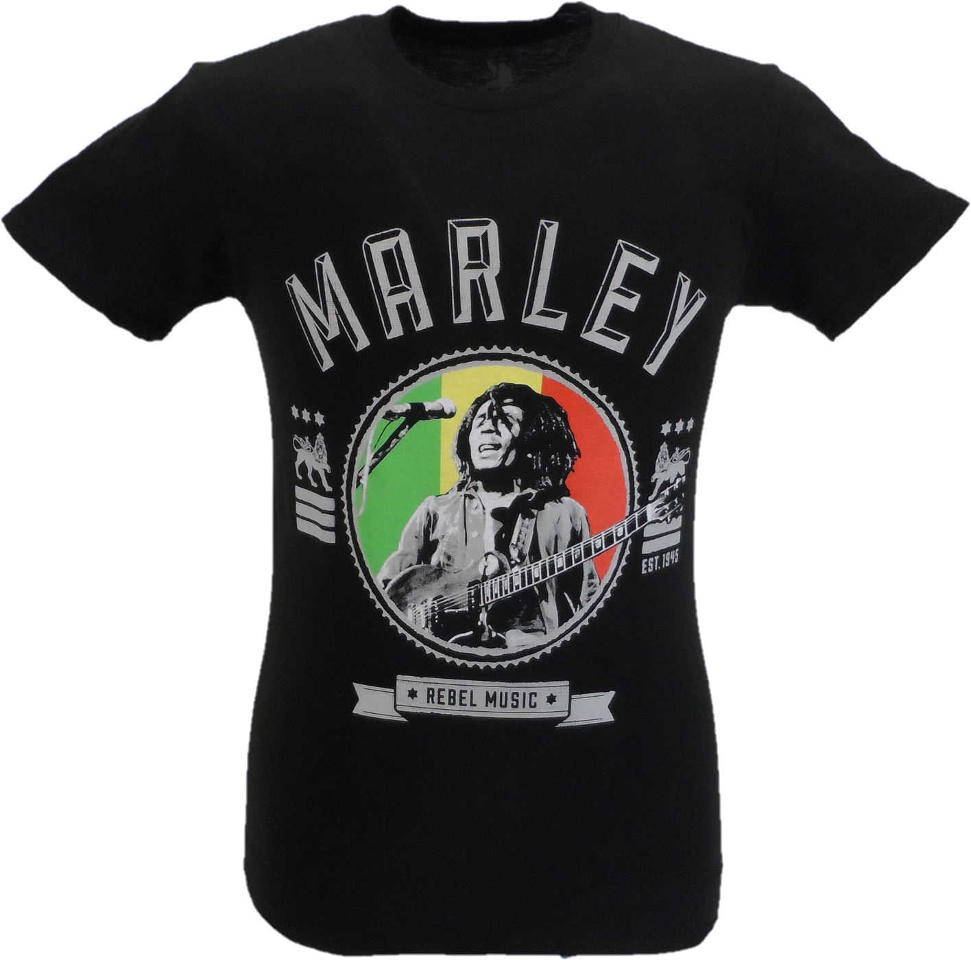 Mens Official Licensed Bob Marley Black Rebel Music Seal T Shirt