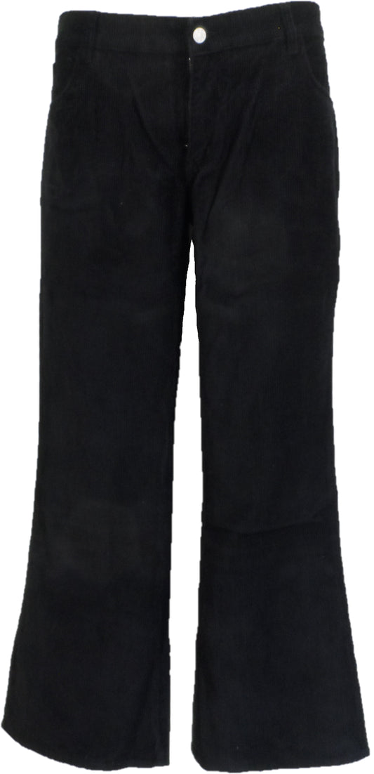 Mens Vintage 60s 70s Retro Black Bootcut Flared Cords
