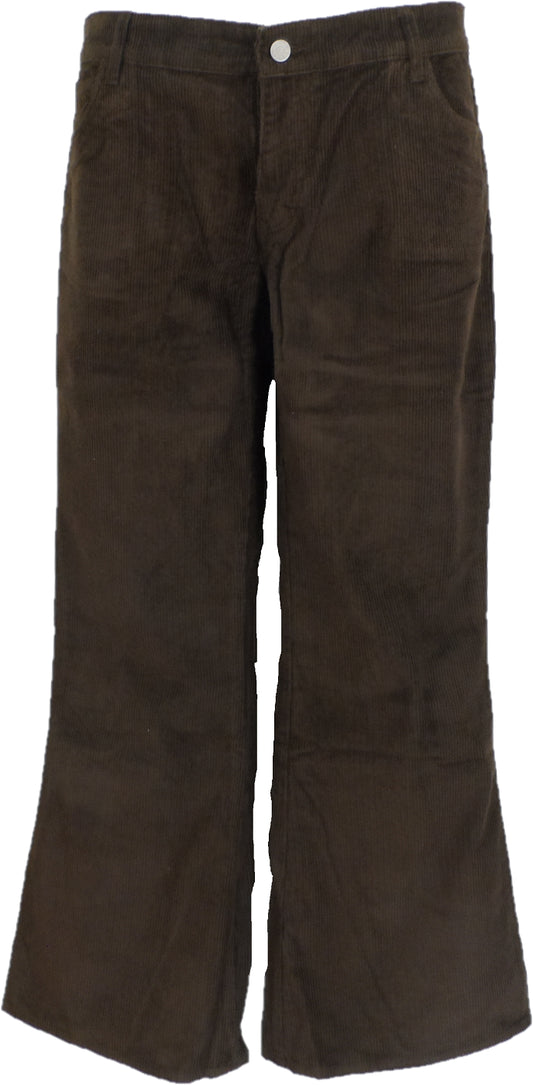 Mens Vintage 60s 70s Retro Brown Bootcut Flared Cords