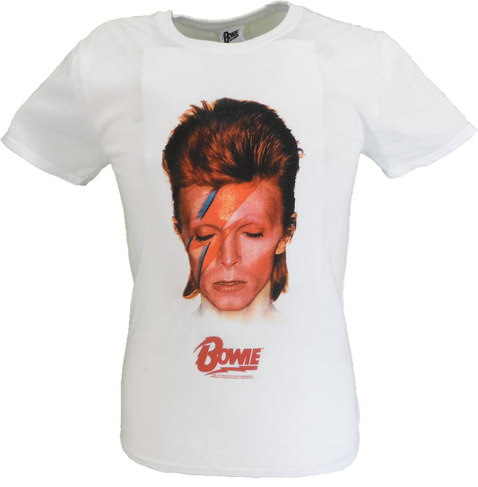 Mens Official Licensed White David Bowie Aladdin Sane T Shirt