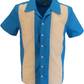 Mazeys Mittelblaue Rockabilly Bowling Shirts Im Retro-Stil
