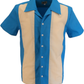 Mazeys Retro Mellemblå Rockabilly Bowling Shirts