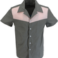 Mazeys Mens Retro Grey/Pink Rockabilly Bowling Shirts
