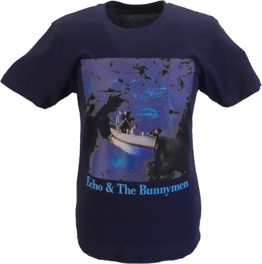 تي شيرت رجالي رسمي باللون الأزرق الداكن Echo & The Bunnymen Ocean Rain