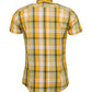 Relco Mens Yellow Checked Short Sleeved Button Down Shirts