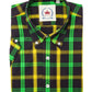قمصان رجالي Relco باللون الأخضر/الأصفر بأكمام قصيرة وأزرار سفلية عتيقة/رجعية