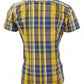 Relco Damen-Kurzarmhemden mit Knöpfen in Senf/Marineblau mit Karomuster