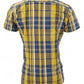 Relco Ladies Mustard/Navy Check Button Down Short Sleeved Shirts