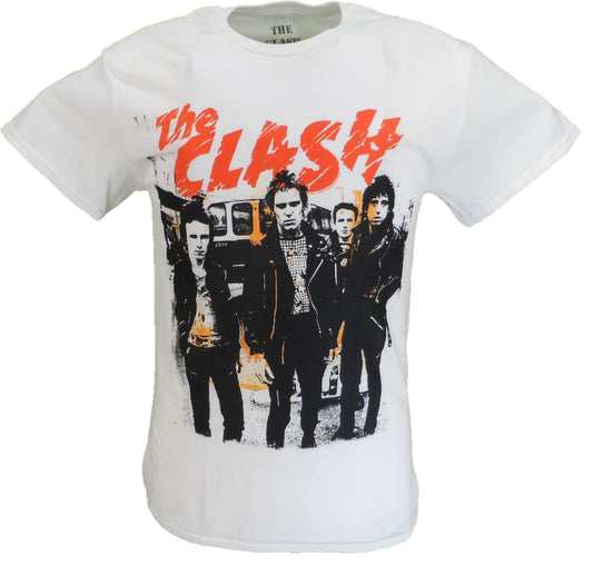 Mens Official The Clash White Riot Band Photo Shirt