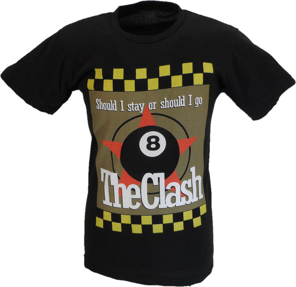 Mens Black Official The Clash Should I Stay or Should I Go T Shirt