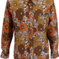 Mens 70s Copper and Brown Psychedelic Floral Shirt
