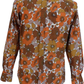 Mens 70s Copper and Brown Psychedelic Floral Shirt