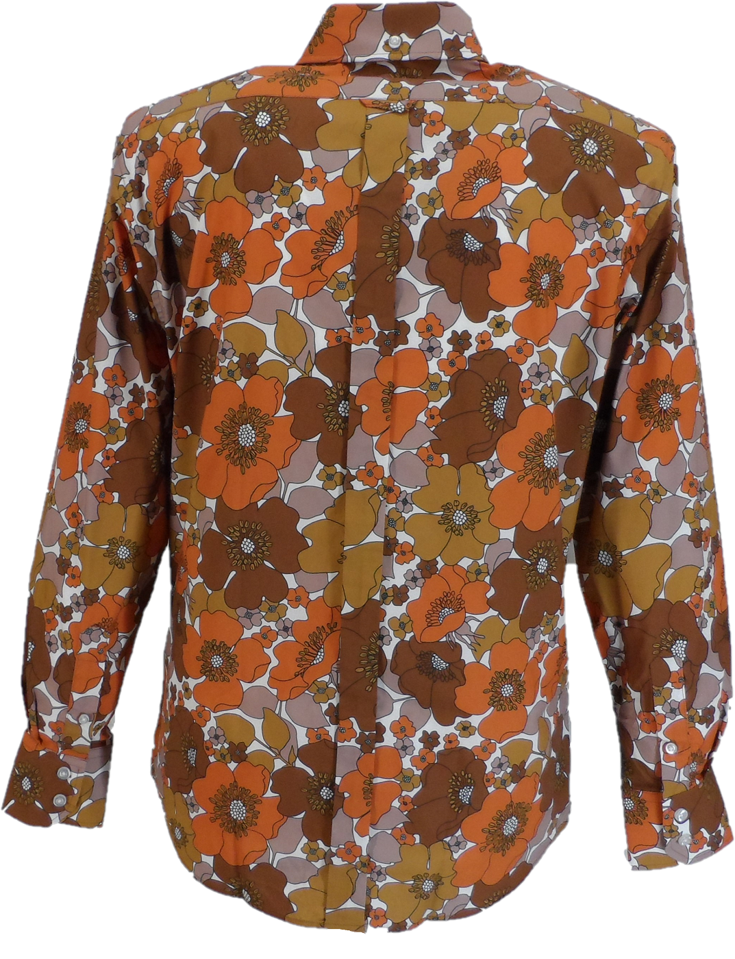 Mens 70s Copper and Brown Psychedelic Floral Shirt