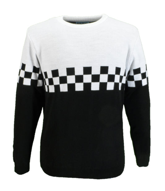 Black and white checkered sweater on a white background