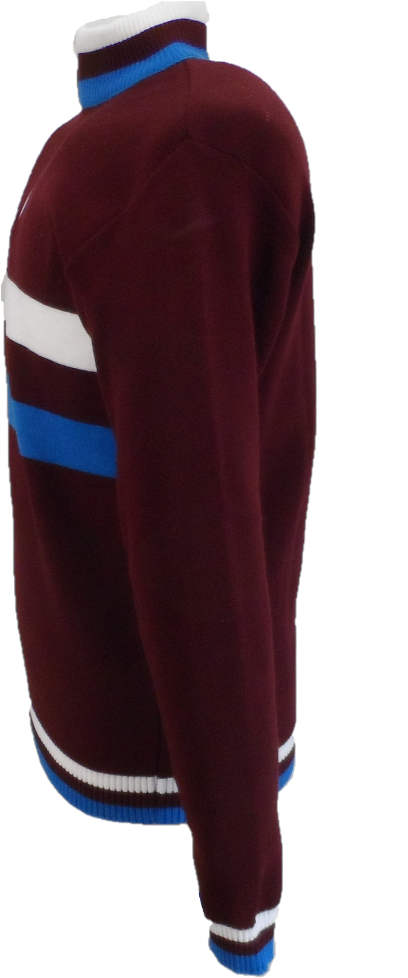 Mazeys Mens Port Red Retro Stripe Knitted Cycling Top