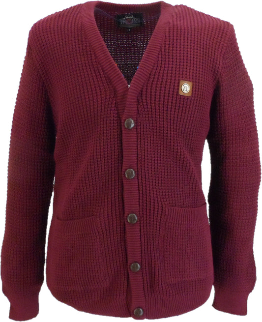Trojan Classics Retro Waffle Knit Port Red Cardigan