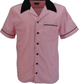Mazeys Mens Retro Pink Rockabilly Bowling Shirts
