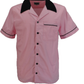 Mazeys Retro Pink Rockabilly Bowling Shirts Mænd