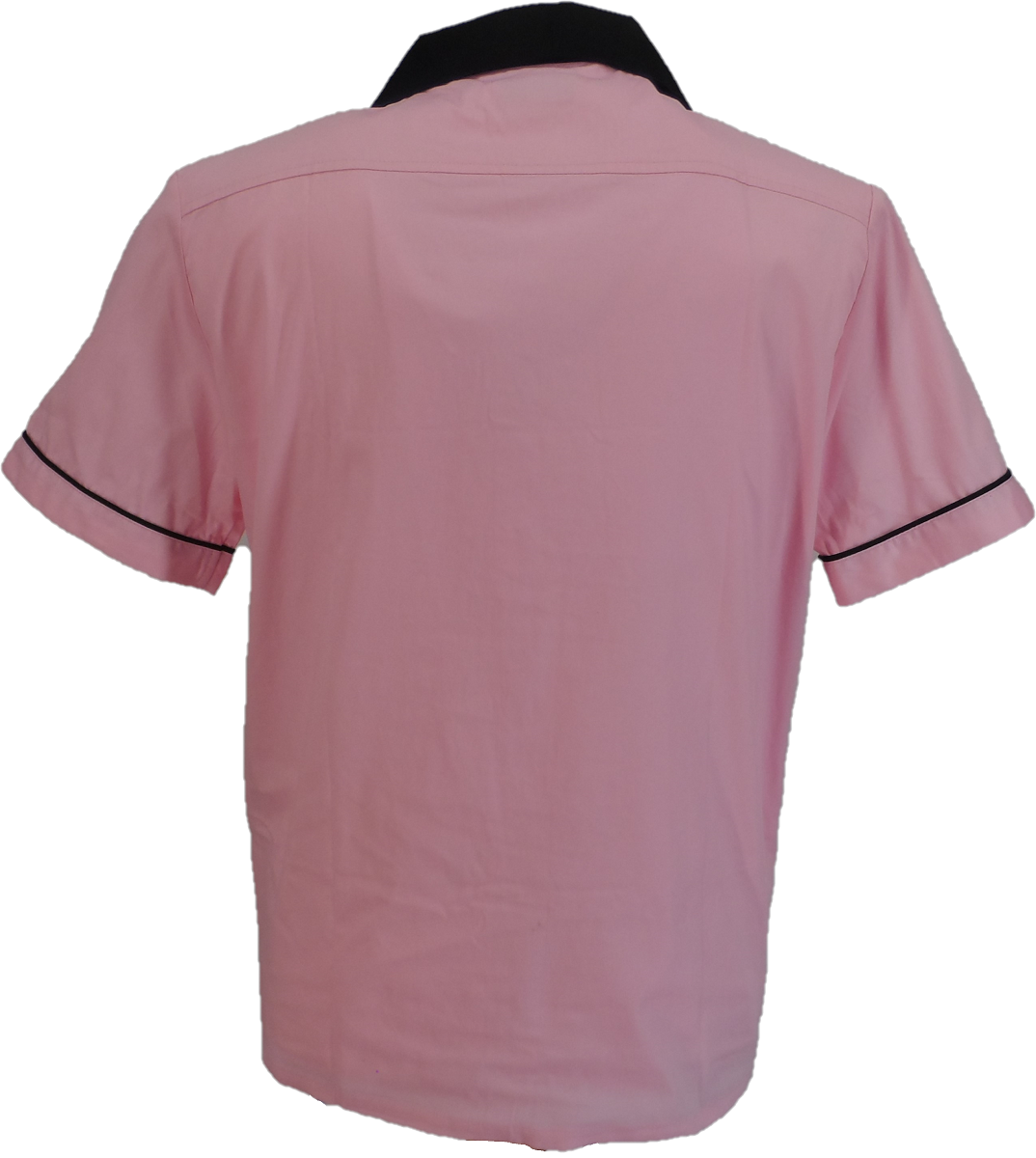 Bowling Shirts روكابيلي الوردية الرجعية للرجال Mazeys