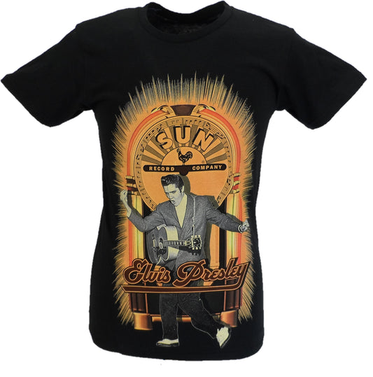 Mens Black Official Sun Records Elvis Rocking T Shirt