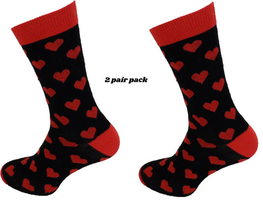 Pack de 2 pares Socks de corazón en rojo y negro para mujer