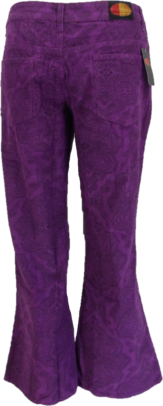 Mens Purple Vintage Jimi Hendrix Paisley Retro Bellbottom Flares