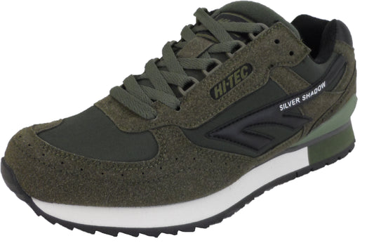 Hi Tec Olive Green Sliver Shadow OG Retro Trainers