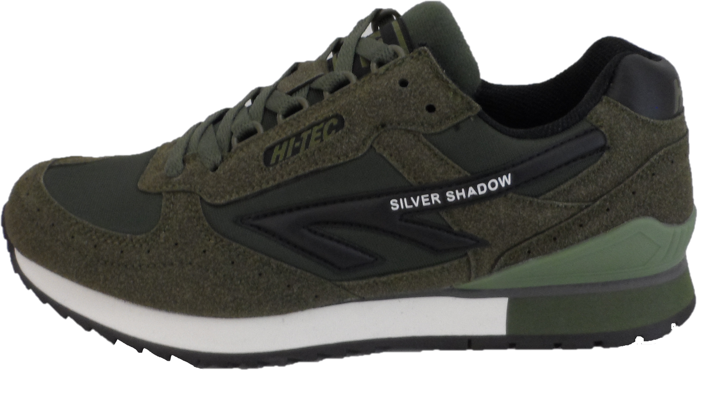 Hi Tec Olive Green Sliver Shadow OG Retro Trainers
