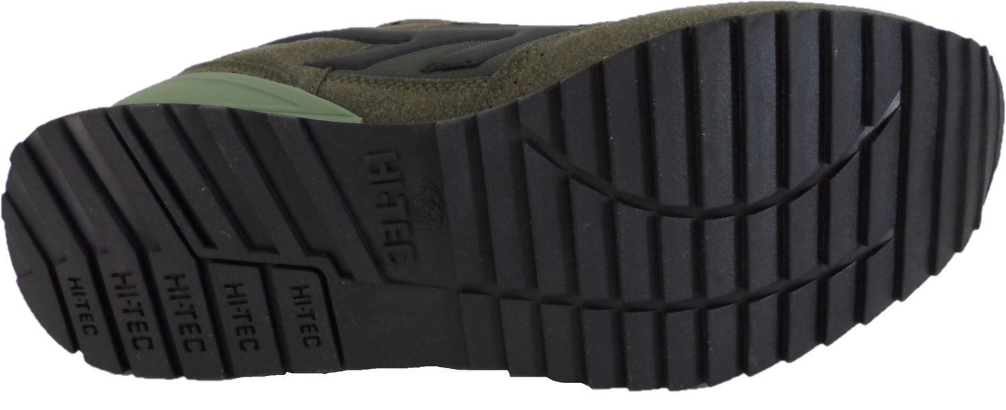 Hi Tec Olive Green Sliver Shadow OG Retro Trainers