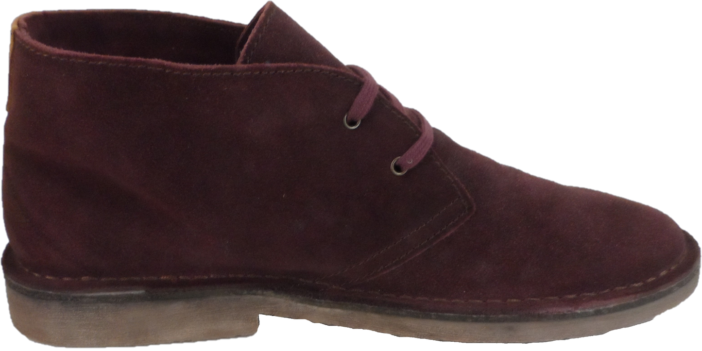 Hush Puppies Mens Bordo Red 2 Eyelet Real Suede Desert Boots