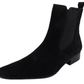 Black suede ankle boot on a white background
