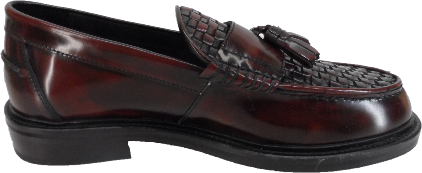 Ikon Original Oxblood Real Weave Retro,Ska,Northern Soul Tassel Loafers