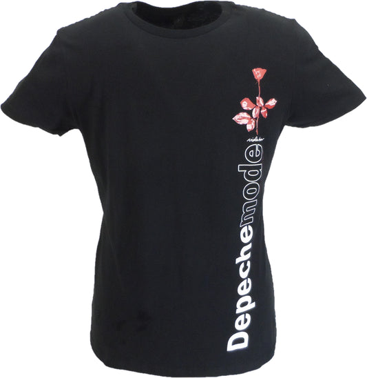 Schwarzes offizielles Damen-T-Shirt „Vioator Side Rose“ von Depeche Mode
