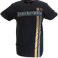 Lambretta Mens Black Fade Racing Stripe Retro T Shirt