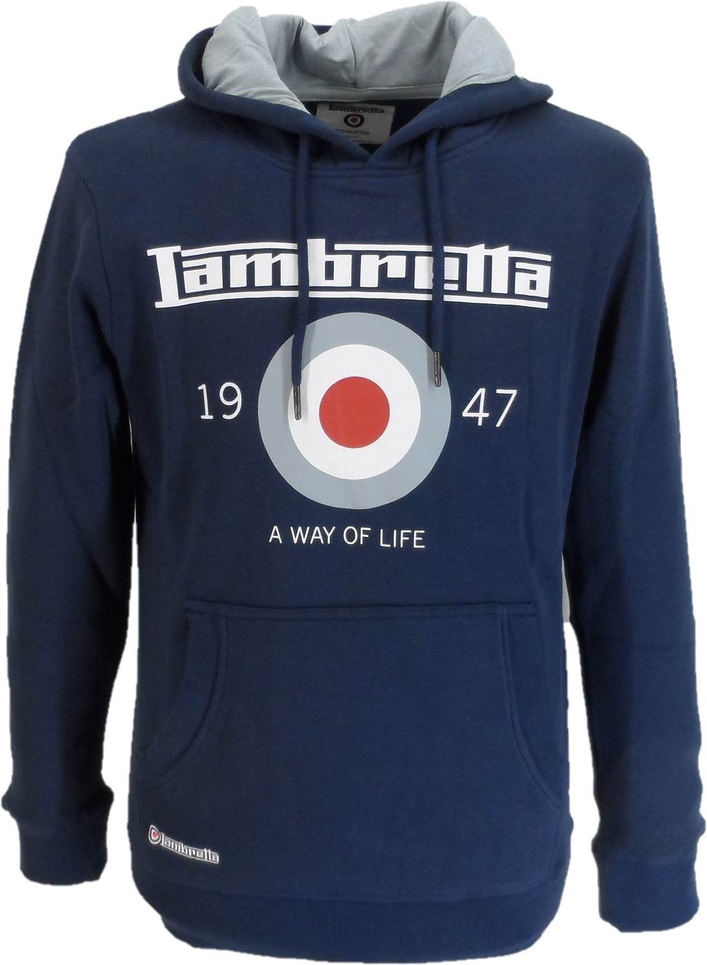 Lambretta Target Vison Maglietta Uomo Manica Corta, Girocollo, 100% Cotone, Blu Navy - Con Stampa E Ricamo