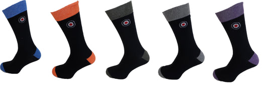 Lambretta Mens 5 Pair Pack of Navy Contrast Target Socks