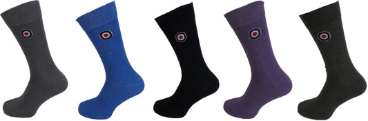 Lambretta Mens 5 Pair Pack of Grey/Navy/Khaki/Blue/Wine Retro Socks