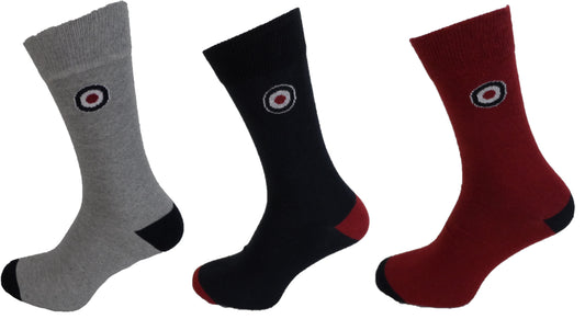 Lambretta Herren- Socks , 3 Paar, Rot/Marineblau/Grau