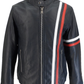Real Hoxton Mens Navy Blue/White/Red Leather Rally Jacket