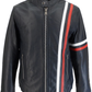 Real Hoxton Herren-Rallyejacke Aus Marineblau/Weiß/Rotem Leder