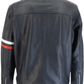 Real Hoxton Mens Navy Blue/White/Red Leather Rally Jacket