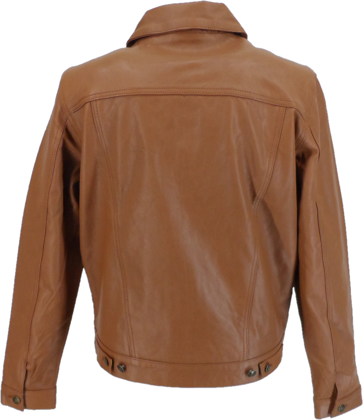 Mazeys Mens Tan Leather Retro Trucker Jacket