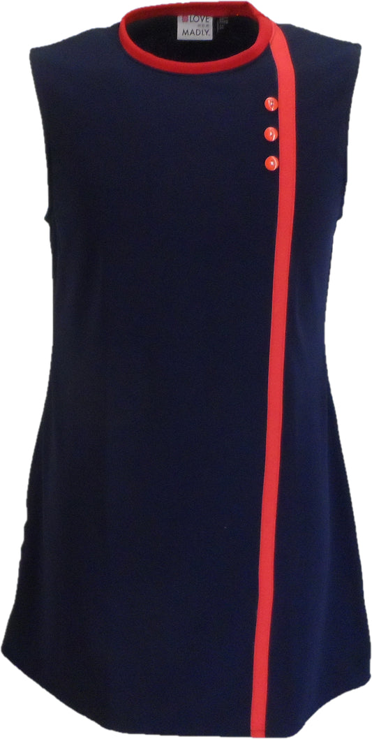 Ladies Retro Navy Blue Anna Mod Dress