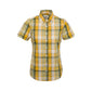 Relco Ladies Retro Yellow Check Button Down Short Sleeved Shirts